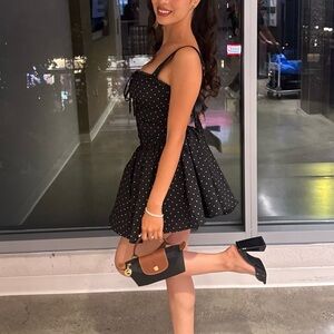 Elegant Black Polka Dot Dress